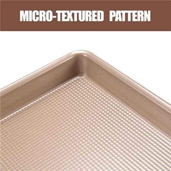 Cookie Sheet Baking Pan Set, Nonstick, 2 Piece Bakeware Set, 9x13",10x15", Gold - Picture 3 of 6